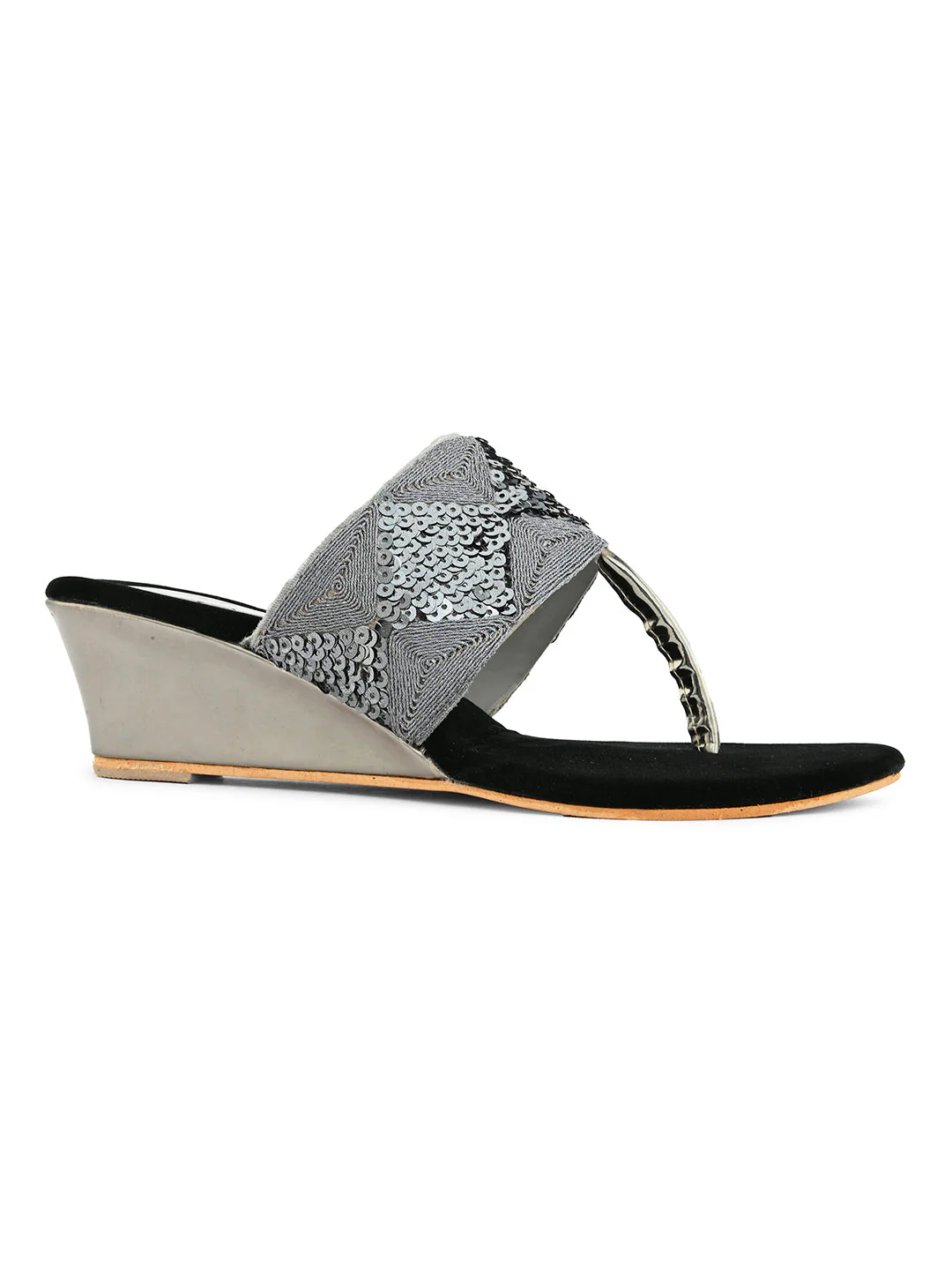 Jm Looks Women's Sequin Embellished Wedge Heel Sandals - Image 12