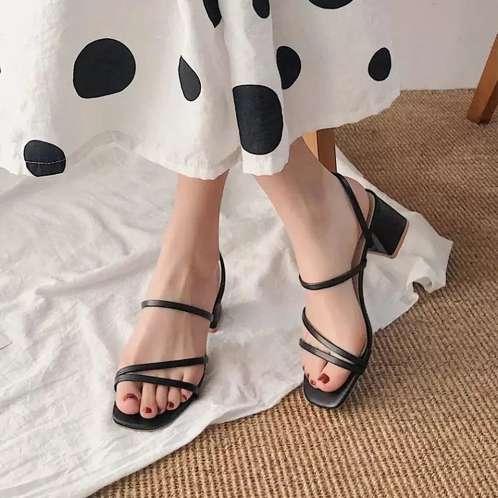 Women Strappy Slingback Chunky Heeled Sandals - Image 6